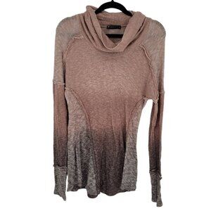 T party womens small tan ombre light weight soft fitted long sleeve Lagan look